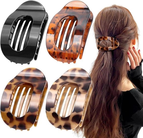 Haarklemmen per donna, 4 pezzi, grande formato, spille aghido piatto, antiscivolo e design elegante, adatto per capelli spessi o sottili, utilizzo quotidiano e sport.