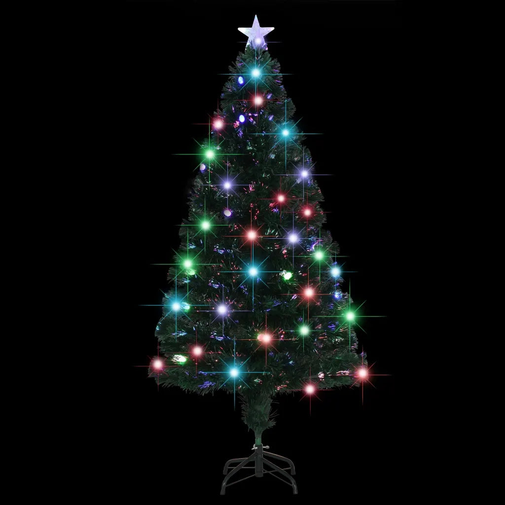 Albero di Natale Preilluminato-Decorazioni natalizie con Supporto e LED 150 cm Fibra Ottica