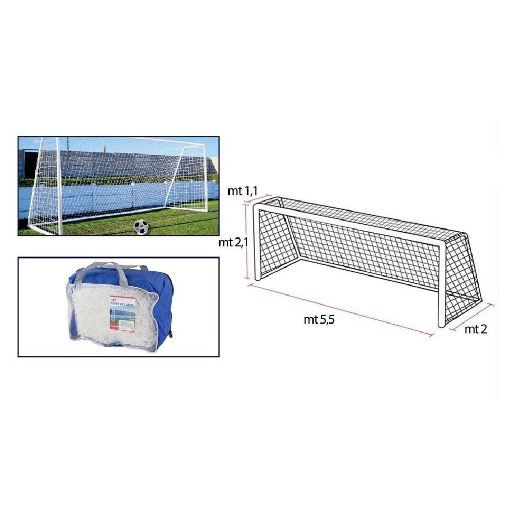 Trade Shop - Rete Calcio Porta Pieghevole Cortile Senza Cornice Per Bambini Adulti 5.5x2.1 Mt -