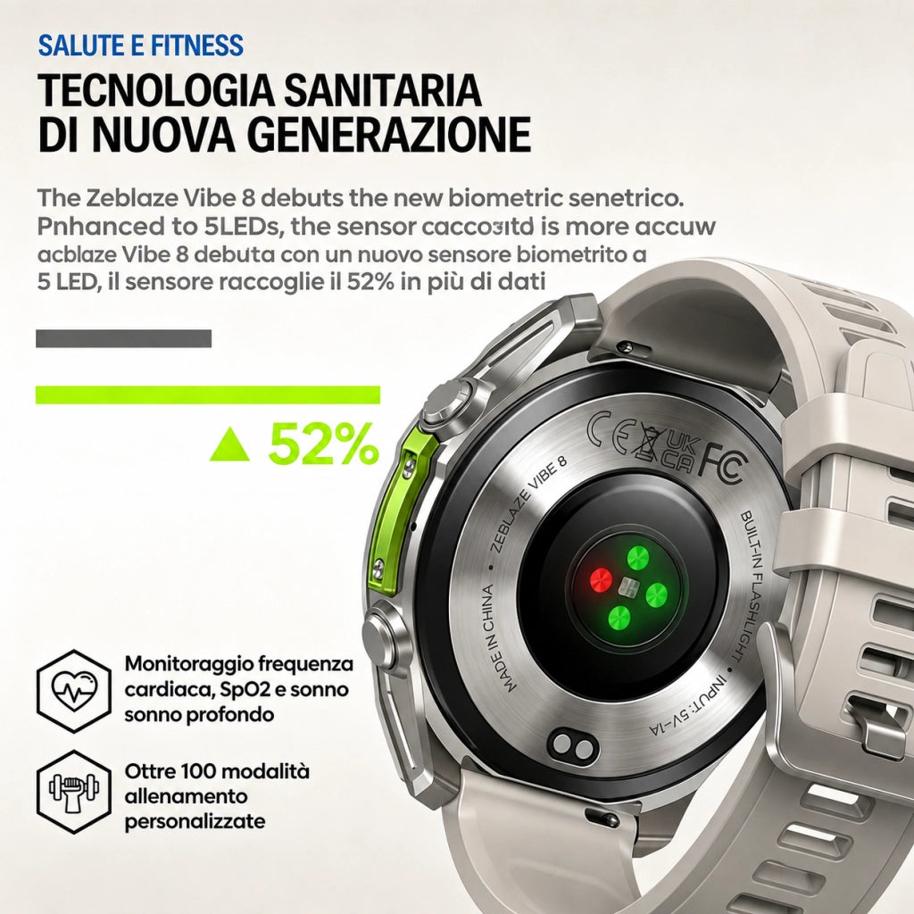 Smartwatch Orologio Intelligente 5ATM IP69K con monitoraggio della frequenza cardiaca; SpO2; sonno e attività sportiva - grigio