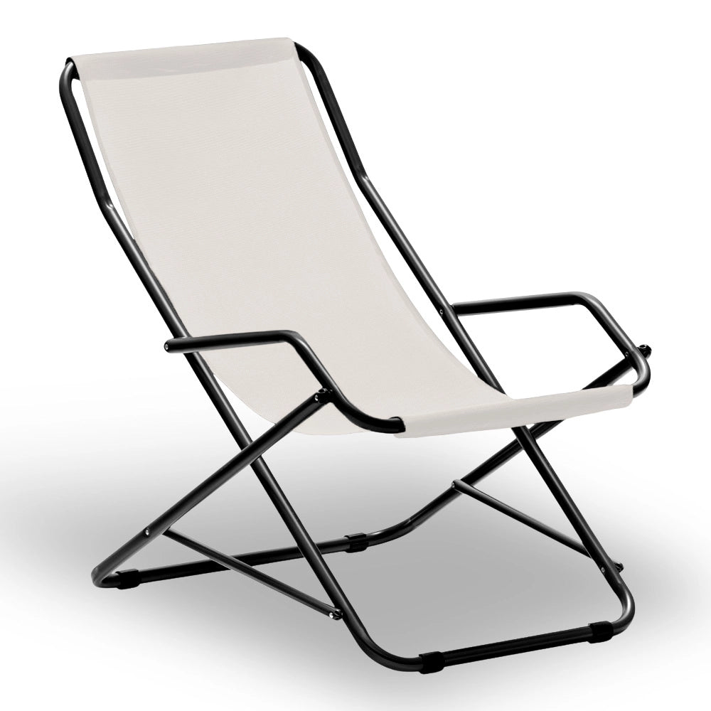 Sdraio dondolina Creta in tubo di acciaio verniciato con telo in pvc beige