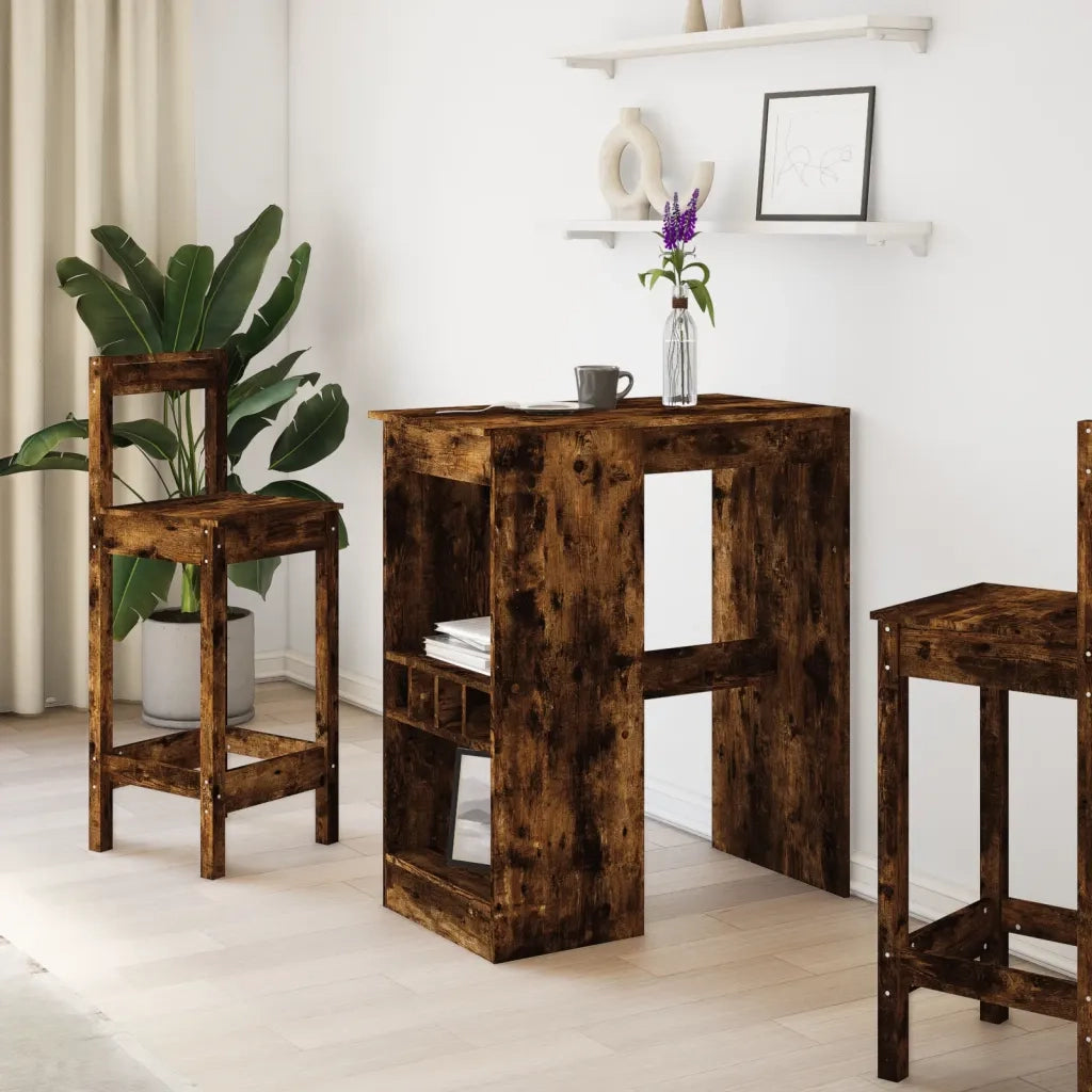 Tavolo Bar con Rastrelliera Rovere 90x47,5x103,5 cm Multistrato 854341