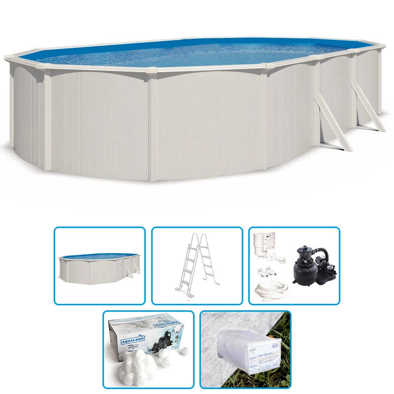 Piscina Fuori Terra Steel White - 6,10 X 3,65 X H.1,32 M - Kit Base