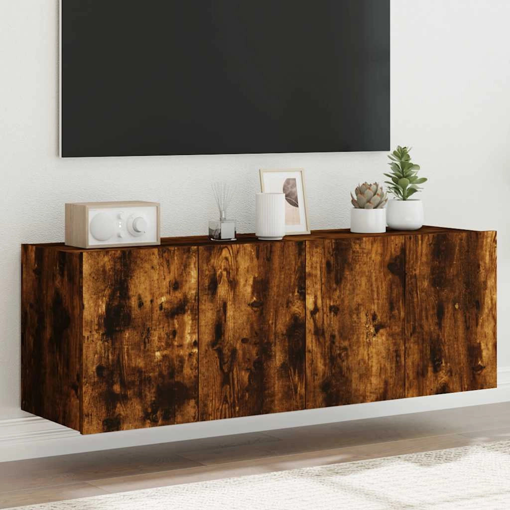 Mobili TV a Parete con Luci LED 2pz Rovere Fumo 60x35x41 cmcod mxl 86209