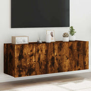 Mobili TV a Parete con Luci LED 2pz Rovere Fumo 60x35x41 cmcod mxl 86209