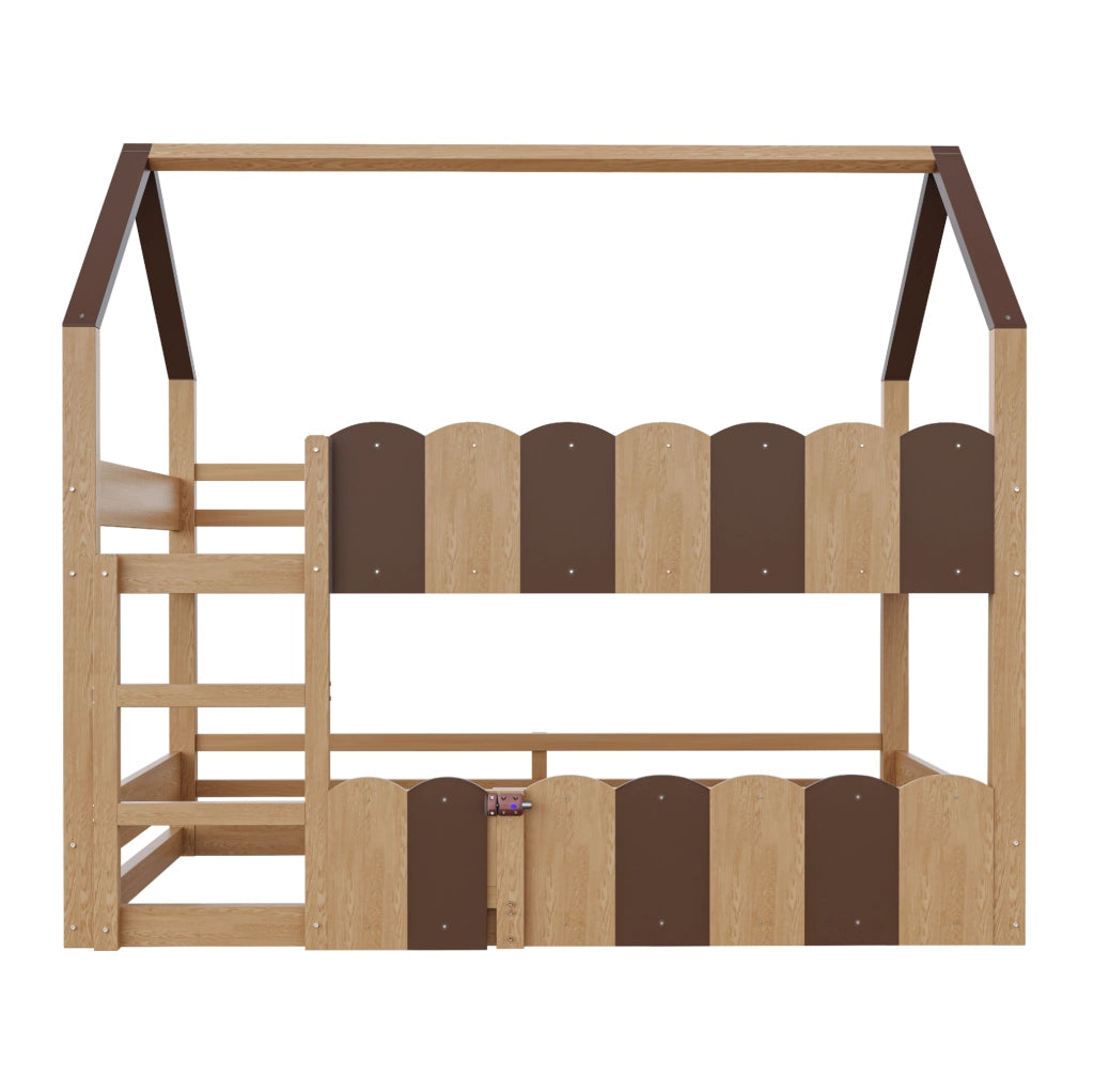 Letto a castello per bambini 90x200 cm a casetta in legno