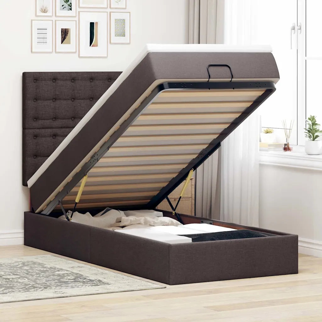 Struttura Letto Pouf con Materasso 90x190 cm in Tessuto