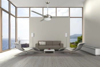 Vam Ventilatore da soffitto Vegalight Nichel satinato 132 cm - Luce 2xE27 & Telecomando con Sensore Temperatura
