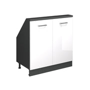 Mobile cucina sottotetto R-Line Bianco lucido/Antracite 80 cm con 2 porte Vicco