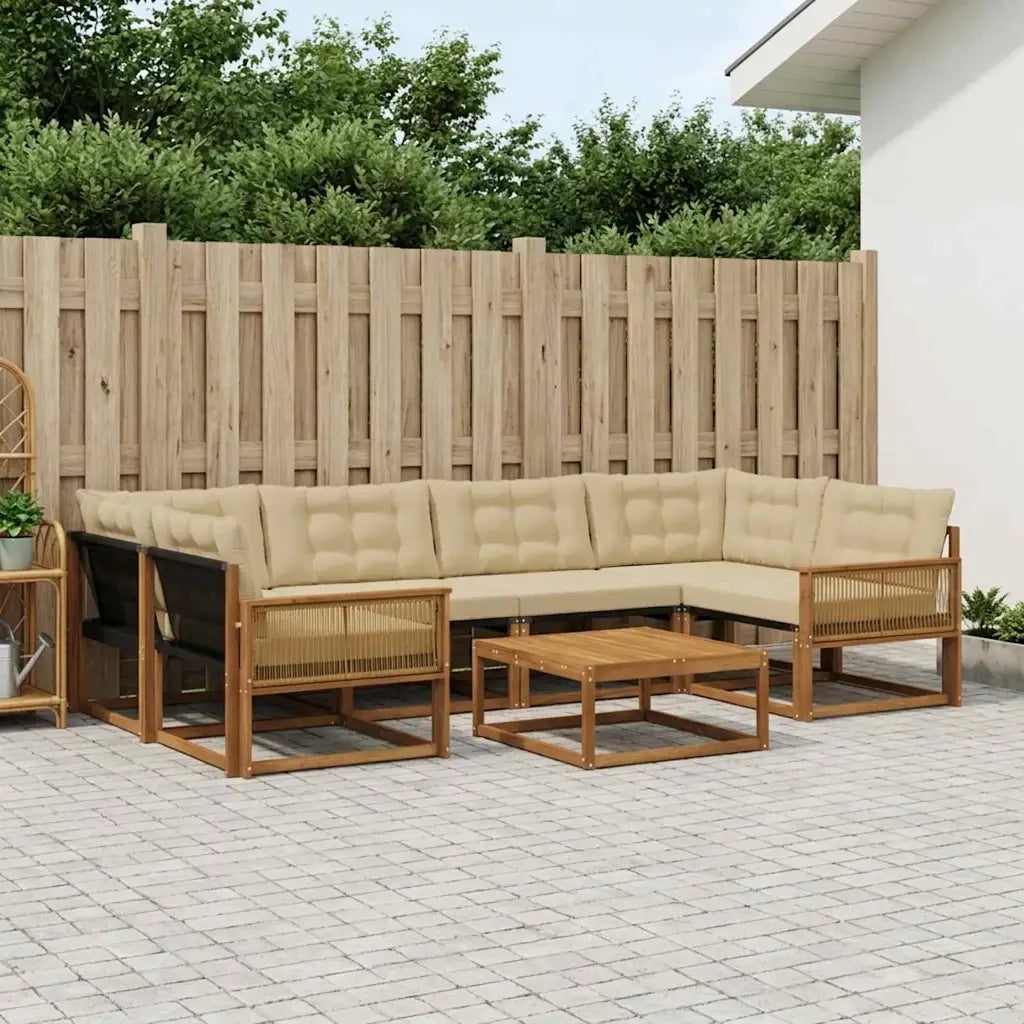 Set di divani da esterno con cuscino 7 pcs Naturale e Beige