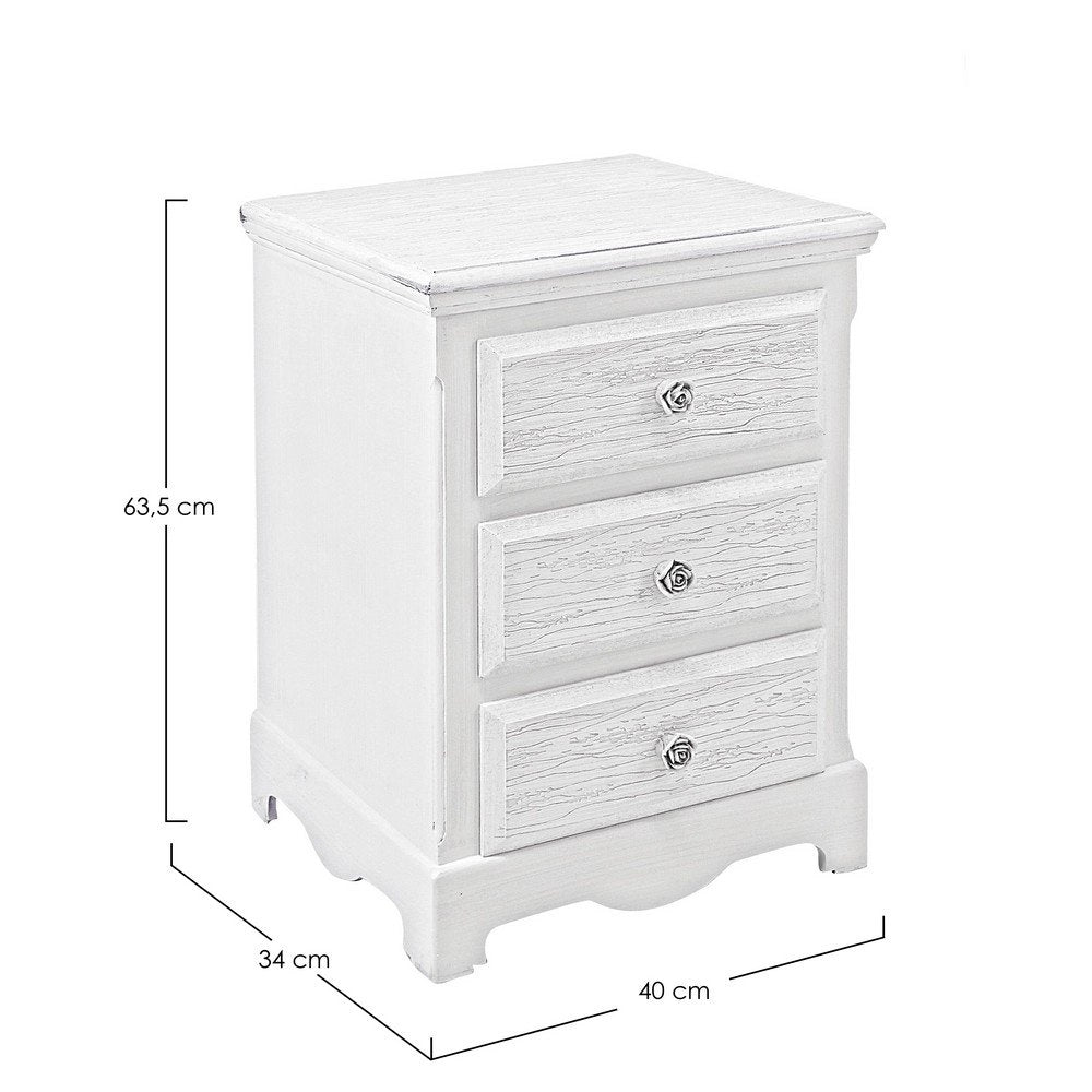 Cassettiera 3 Cassetti Legno Bianco Rustico da Interno - BLAINE