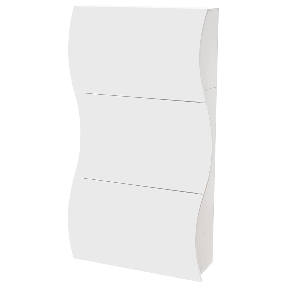 Scarpiera Ingresso in Legno Lucido ONDE 3 Ante Bianco Salvaspazio 71x26.5x121cm