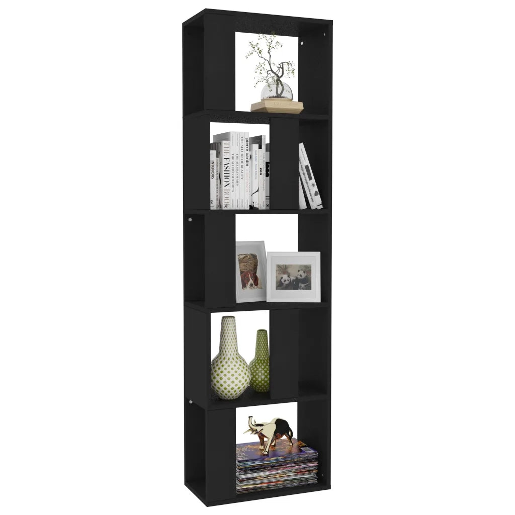 Libreria Divisorio-Scaffale per Libri-Mobile di Stoccaggio Nero 45x24x159 cm in Legno Multistrato
