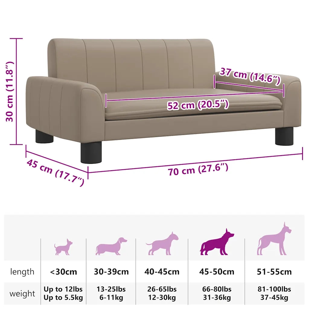 Lettino per Cani Cappuccino 70x45x30 cm in Similpelle 171867
