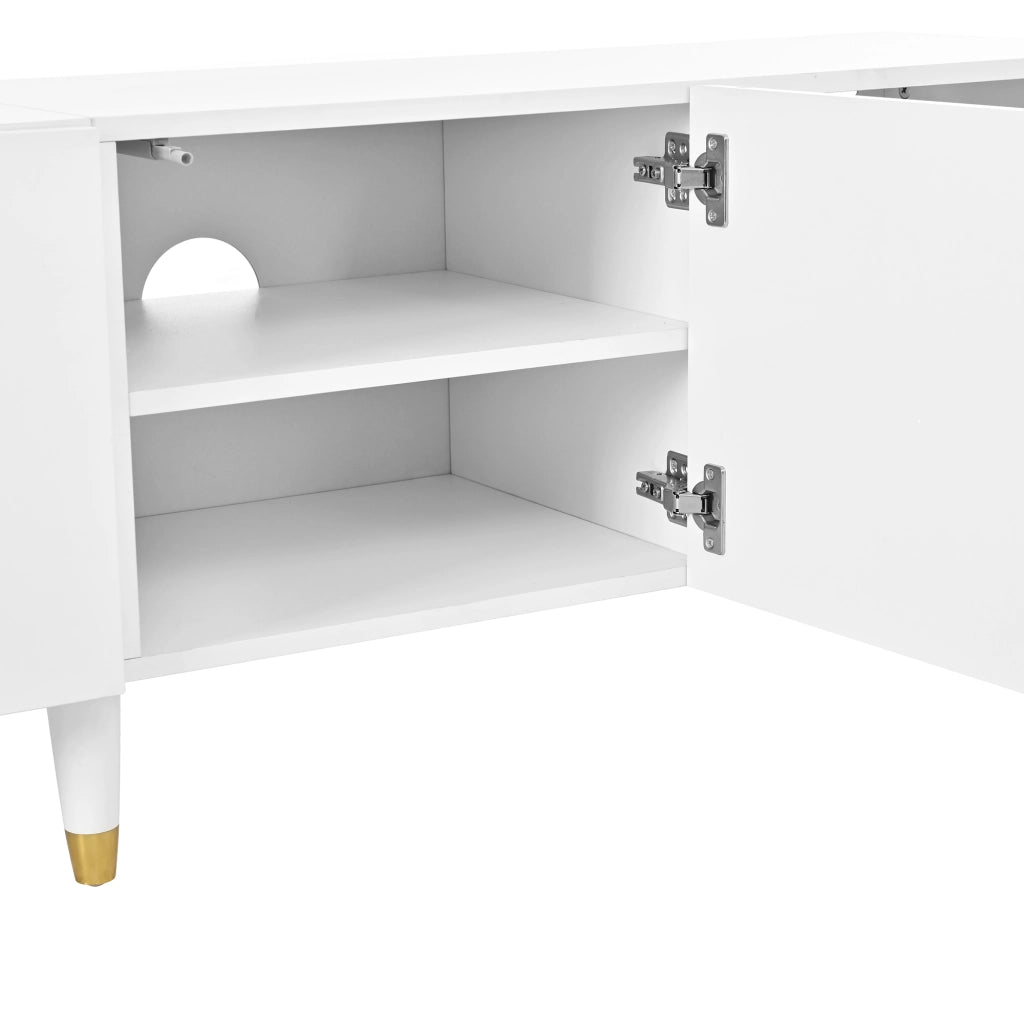 Mobile porta TV con 4 ante e vani, ripiano con passacavi, per soggiorno, in MDF e truciolare bianco 180 × 40 × 50 cm