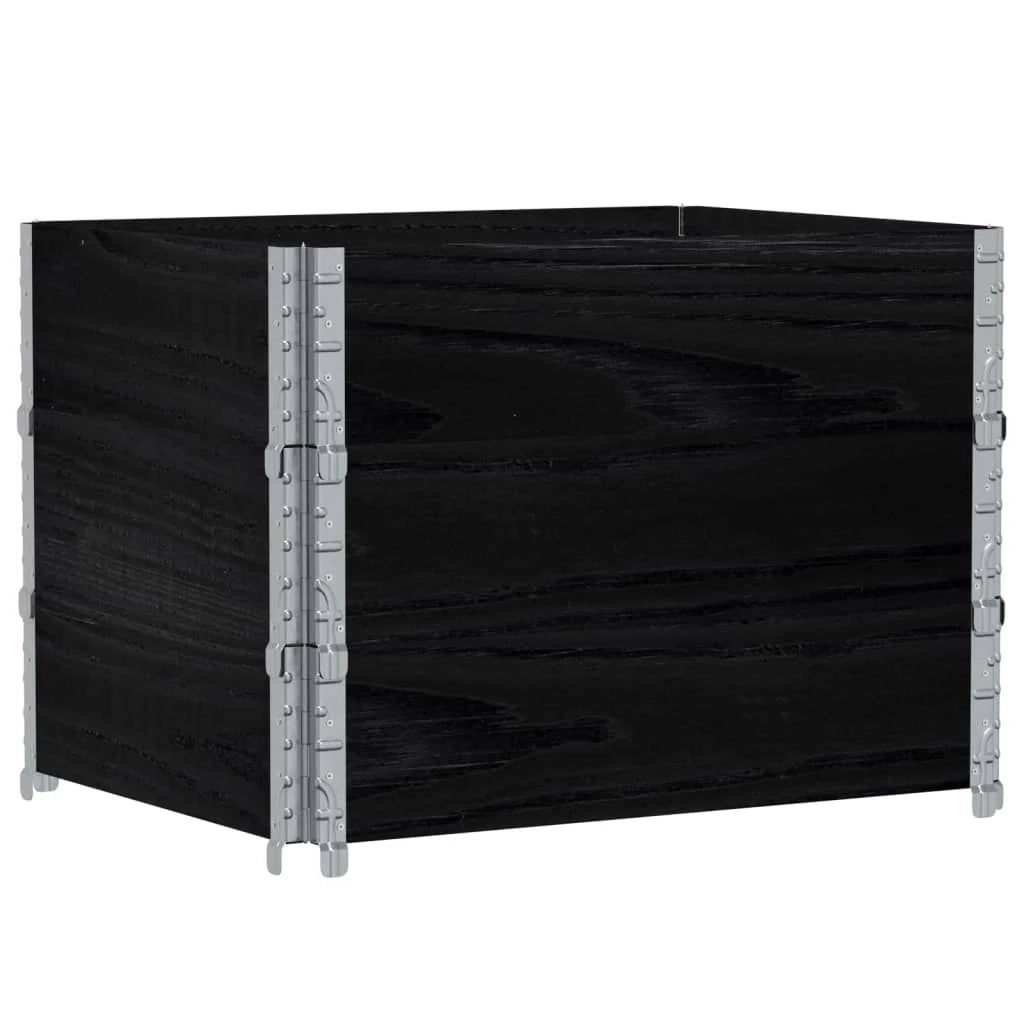 Vassoio per fioriera aiuola rialzata piante fiori terrazza giardino 80 x 60 cm legno massello di pino nero 02_0037886