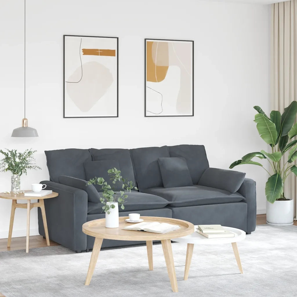 vidaXL Divano Modulare con Cuscini Grigio Scuro