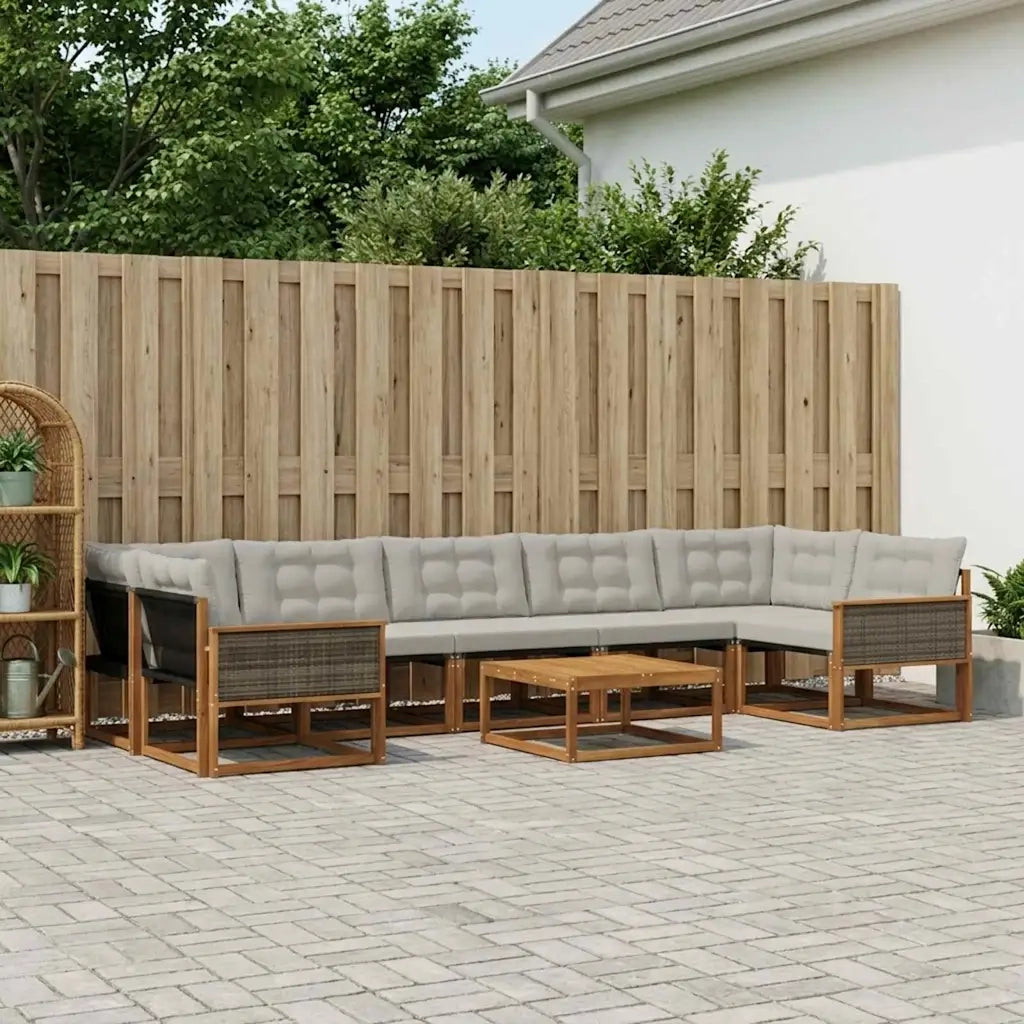Set di divani da esterno 8 pcs Naturale e Grigio Chiaro 3381307