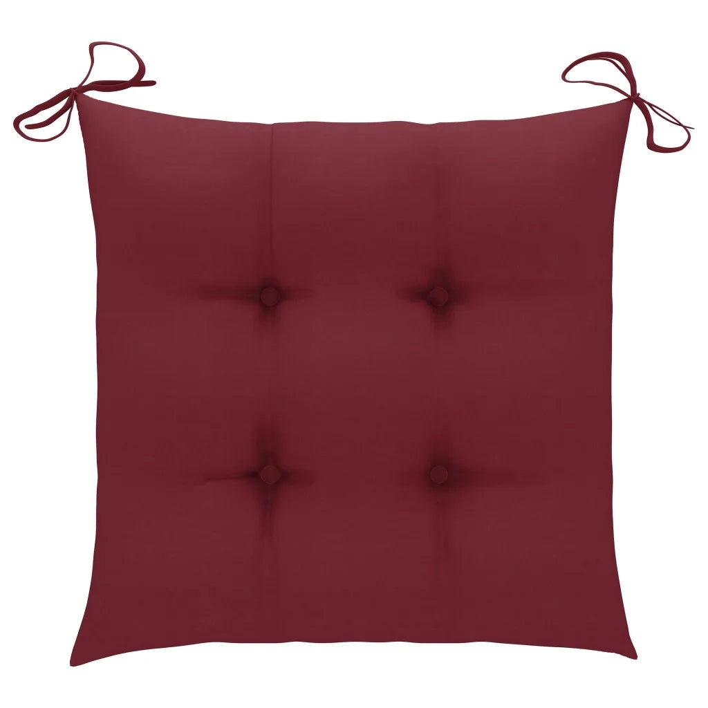 Sedie da Giardino 2 pz con Cuscini Rosso Vino Massello di Teak 3062457
