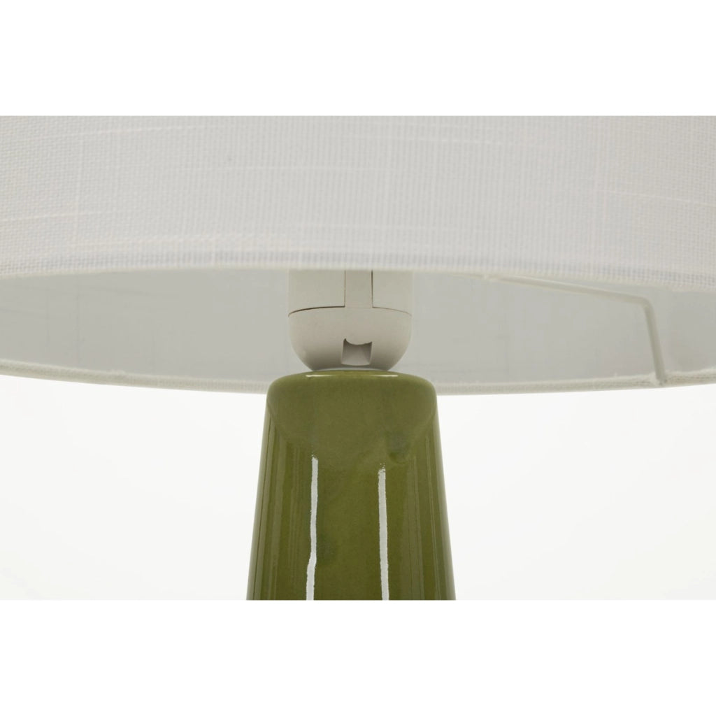 Lampada da tavolo Gress in ceramica verde e tessuto