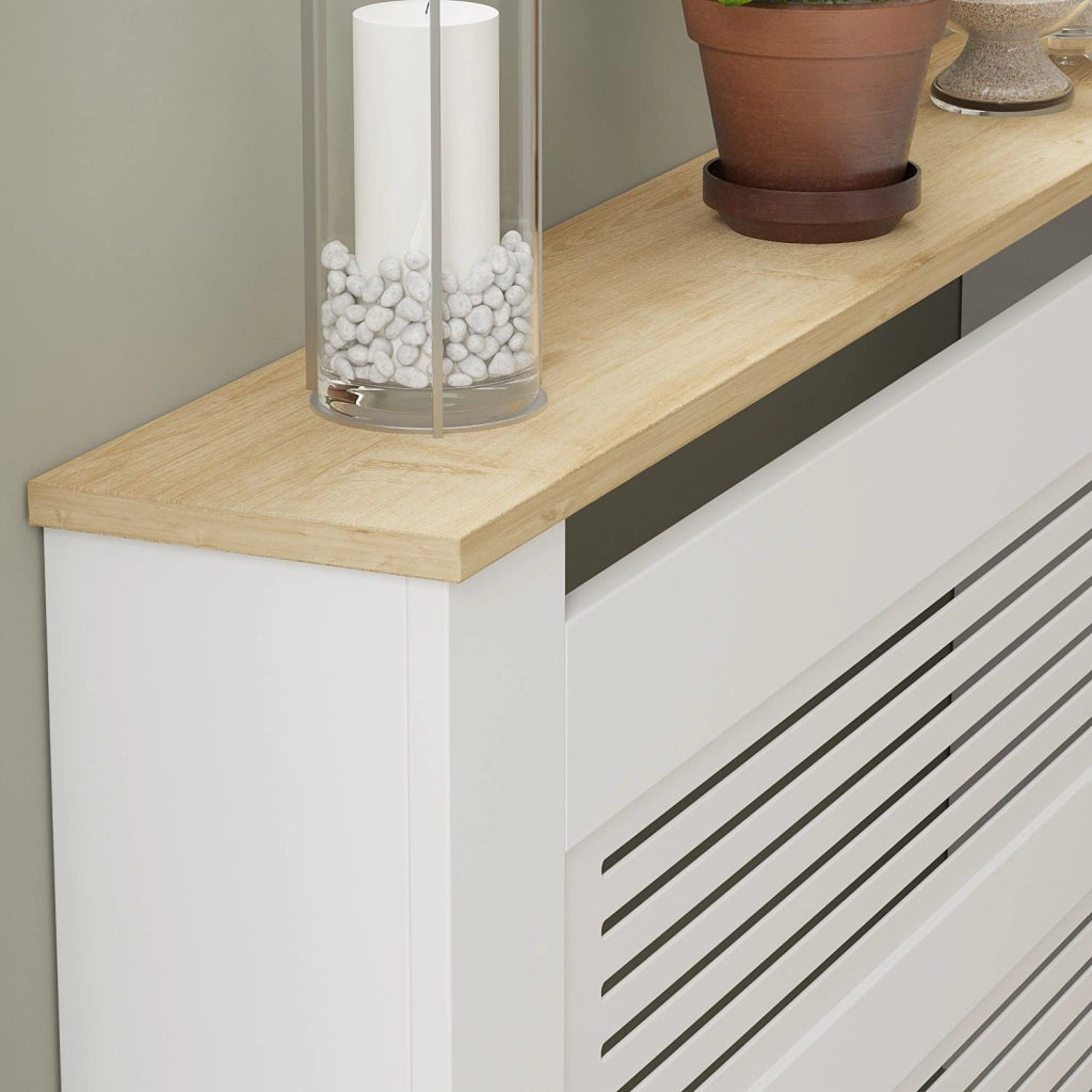 Mobile radiatore in legno "Termora" 112 x 19 x 82 cm - Rovere zaffiro