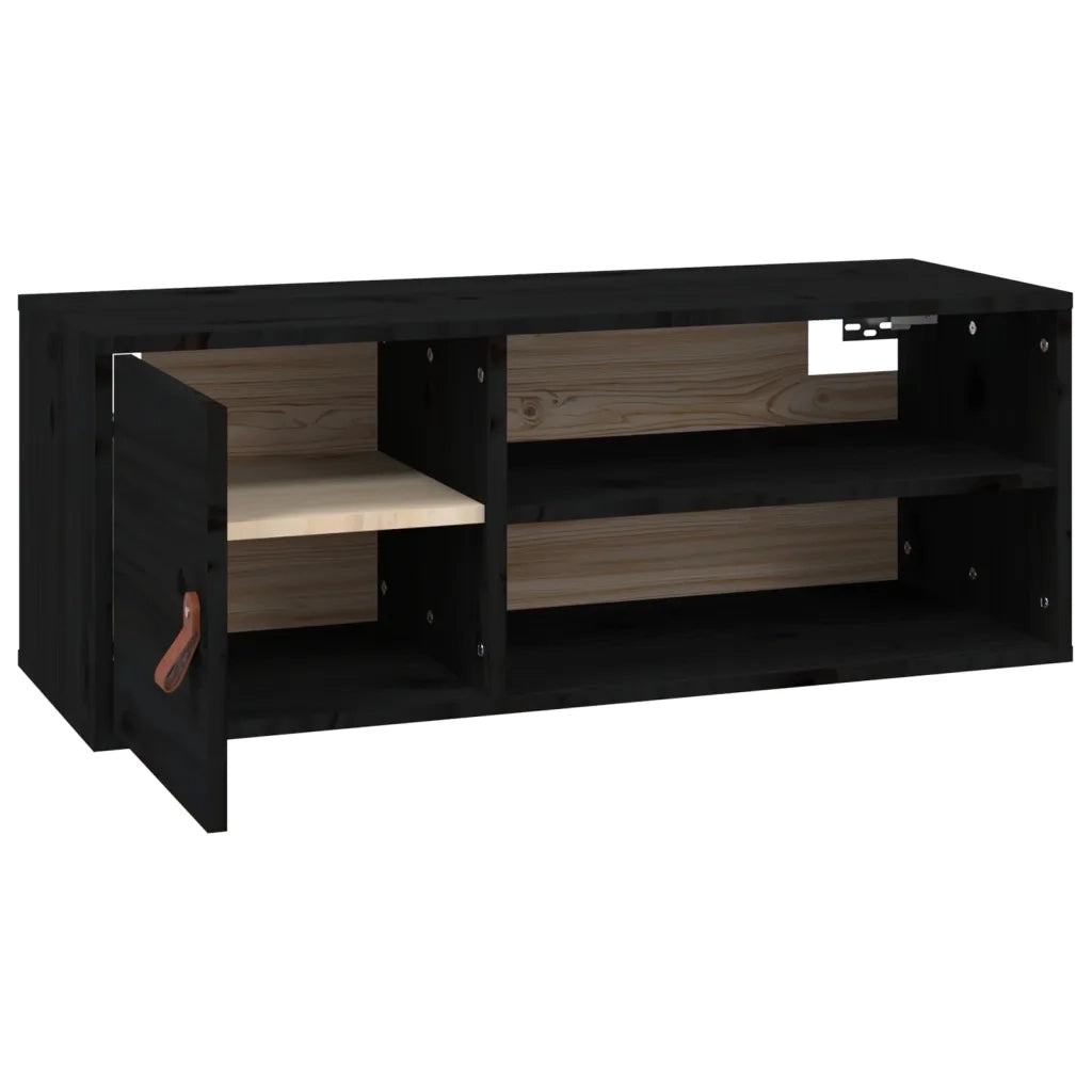 Pensile Nero 80x30x30 cm in Legno Massello di Pino CFW5386613