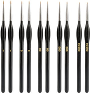Set di 10 pennelli per dettagli fini, pittura per numero, pennello a punta fine, set di pennelli per miniatura per modelismo, acrilico, arte dei nail, olio su tela, pittura a linee, aquarello, set di pennelli (5 misure)