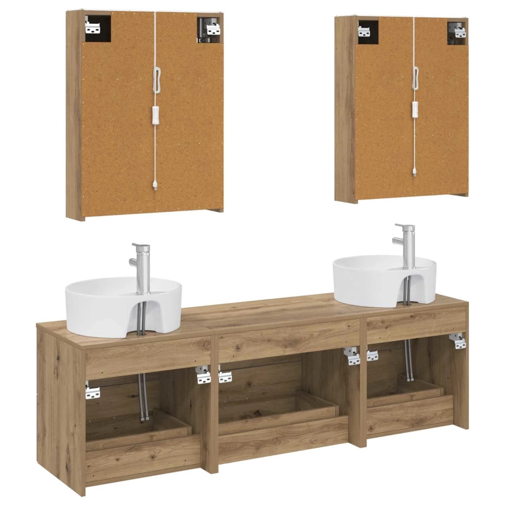 Set di mobili per il bagno 5 pcs Rovere Artigianale 3406894