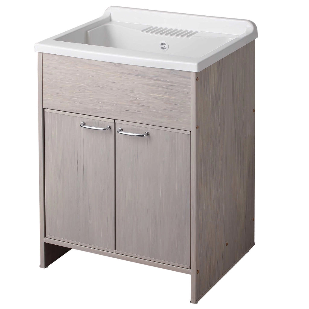 Mobile LAVATOIO in PVC in KIT di montaggio - 60X50 per Interni/Esterni - CR - Col: LEGNO ROVERE