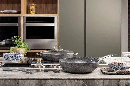 Wok in Acciaio Inossidabile da 32 cm - Adatto per Fiamme Induttive - Grande Famiglia