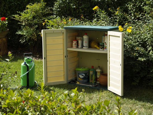 Armadietto da Esterno in Resina Verde/Beige con 1 Mensola Magnolia 75X50X91.6Cm