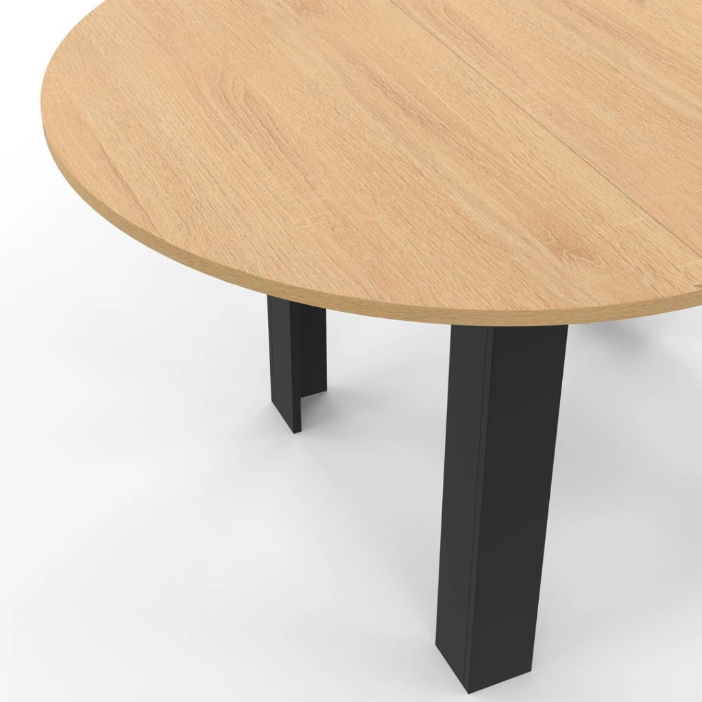 IDMarket - Dona Tavolo da Pranzo Rotondo allungabile 4-8 Persone Piano Effetto faggio Nero 110-150 cm