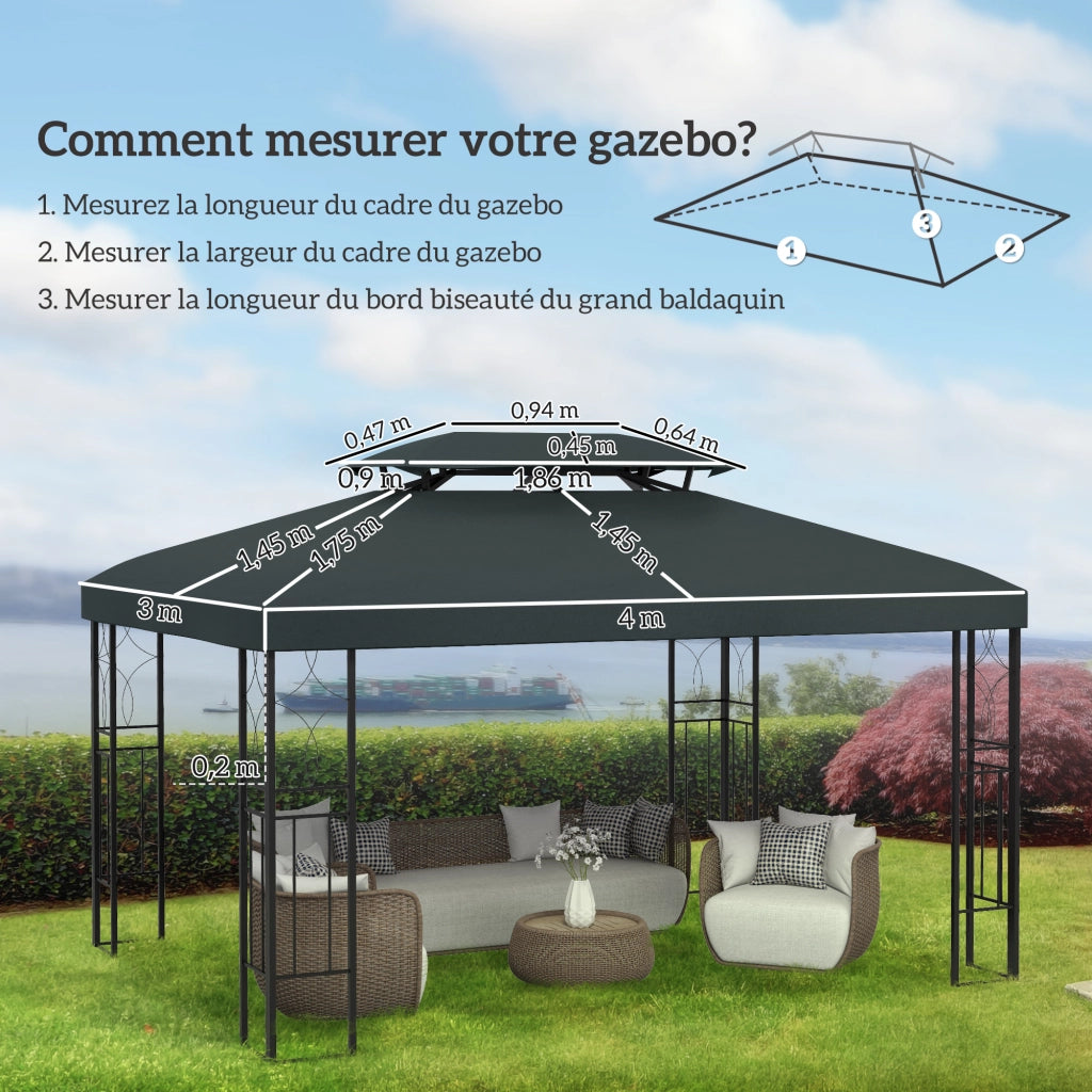 Tenda da giardino 3x4 m ¨C zephmum ¨C poliestere grigio