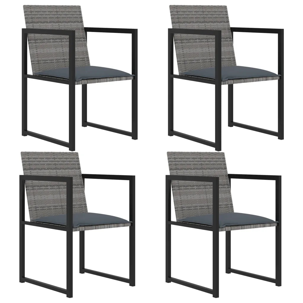 Set da Pranzo da Giardino 5 pz con Cuscini in Polyrattan Grigio 313117