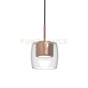 MIRO-S1 RS Lampada a sospensione 1 luce in vetro cristallo e montatura colorata rame spazzolato attacco GX53 senza base