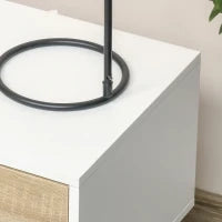 Set di 2 Comodini Moderni con Cassetto e Mensola, Base Rialzata e Gambe in Legno, 50x39x51cm, Bianco e Rovere