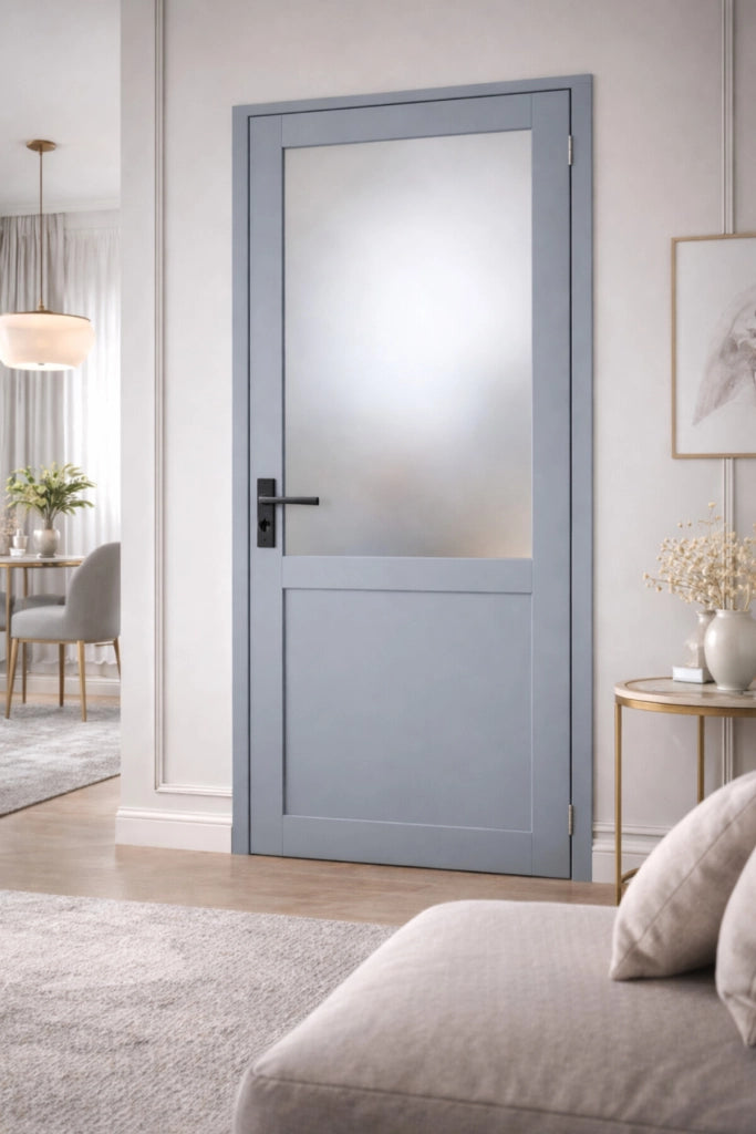 Blocco Porta Vetro Athena RAL7035 H204 x L83 Pannello Laterale Sinistro a Spinta + Maniglia