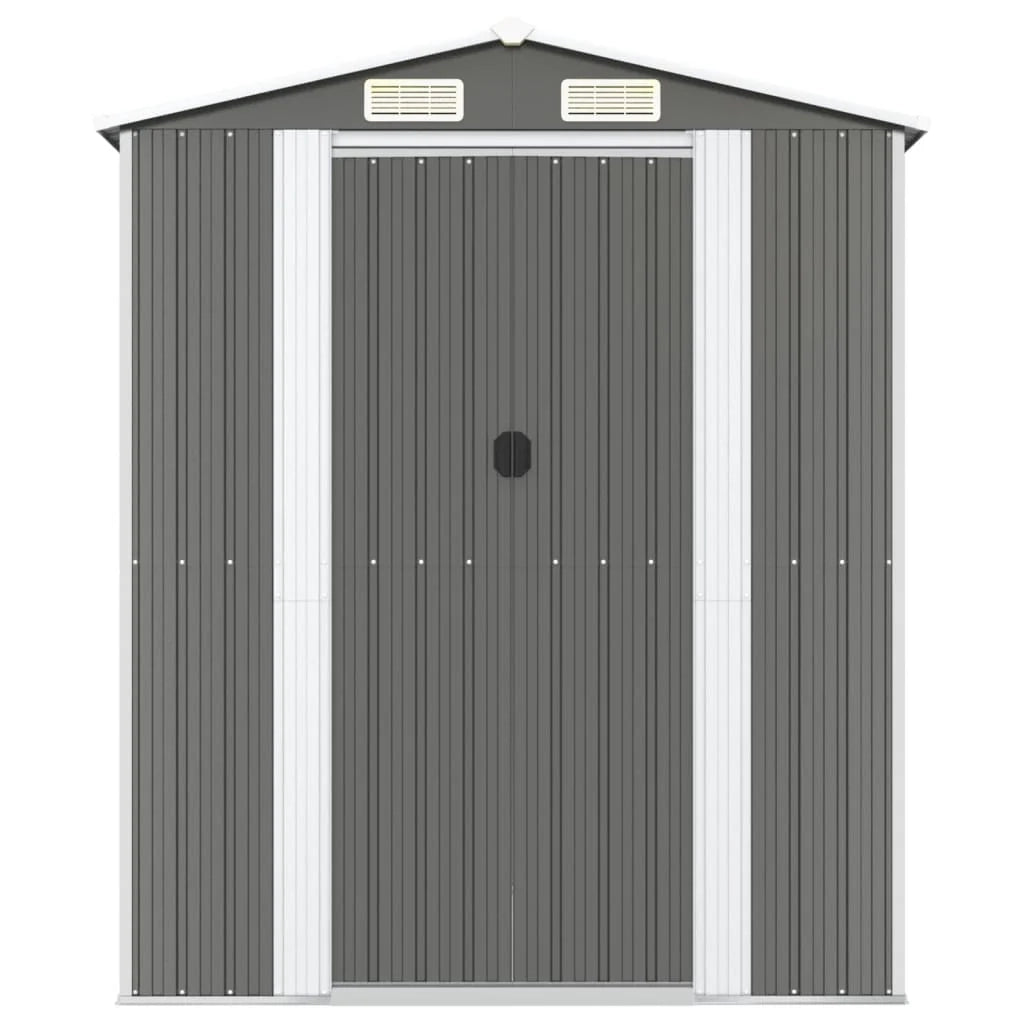 Casetta da giardino cabina ripostiglio capanno da esterno capanno per attrezzi robusta colore chiaro 192 x 440 x 223 cm acciaio zincato grigio 02_0022258