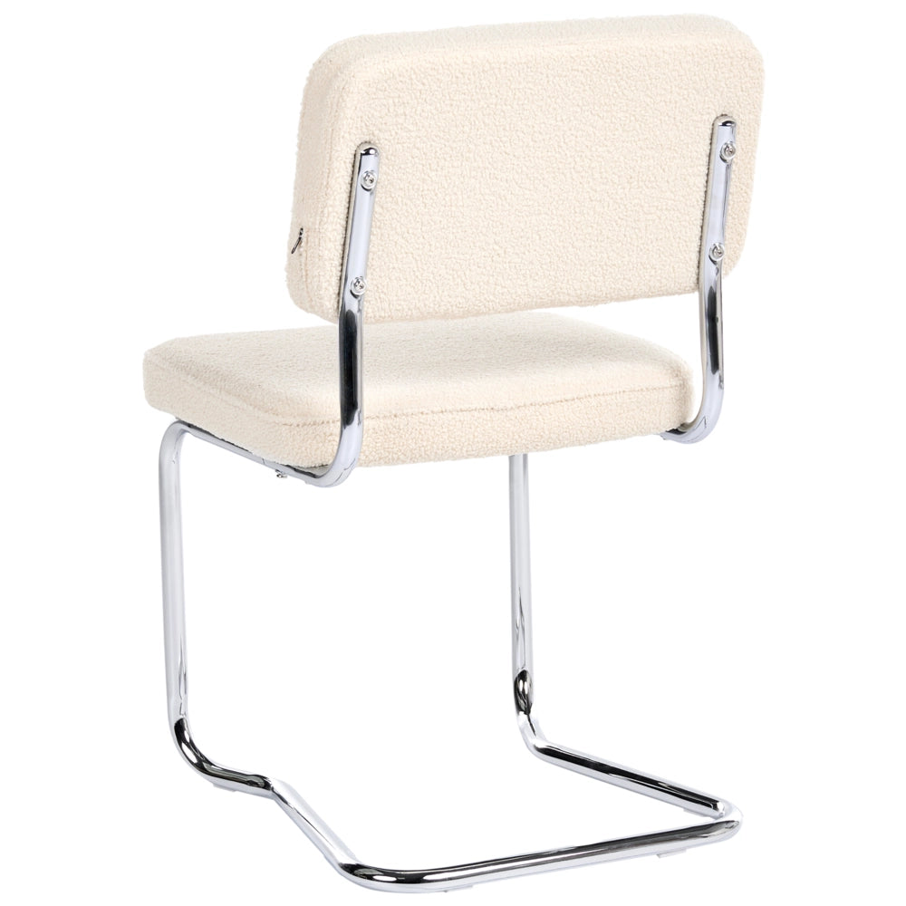 Set di 2 sedie da pranzo con rivestimento in bouclé beige chiaro e gambe in ferro stile retrò