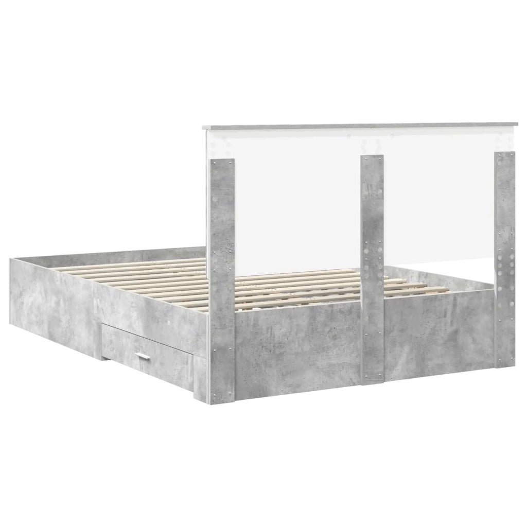 Struttura del letto con testiera Grigio cemento 140 x 190 cm