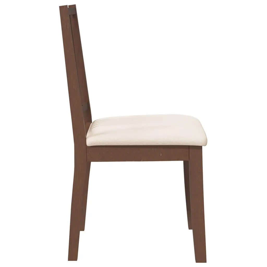 vidaXL Sedie da Pranzo con Cuscini 2pz Marrone Legno Massello di Hevea