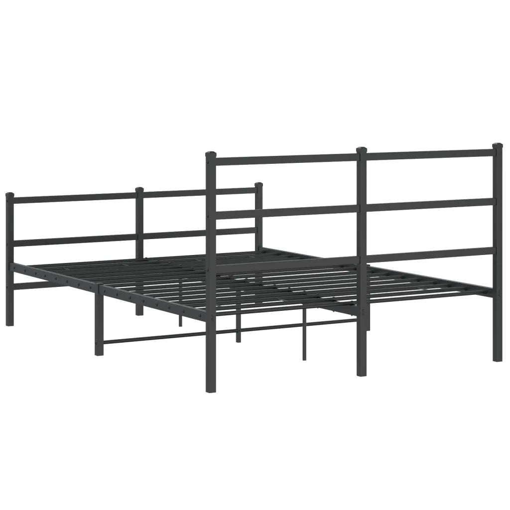 Giroletto con Testiera e Pediera-Struttura Letto Metallo Nero 135x190 cm 863480