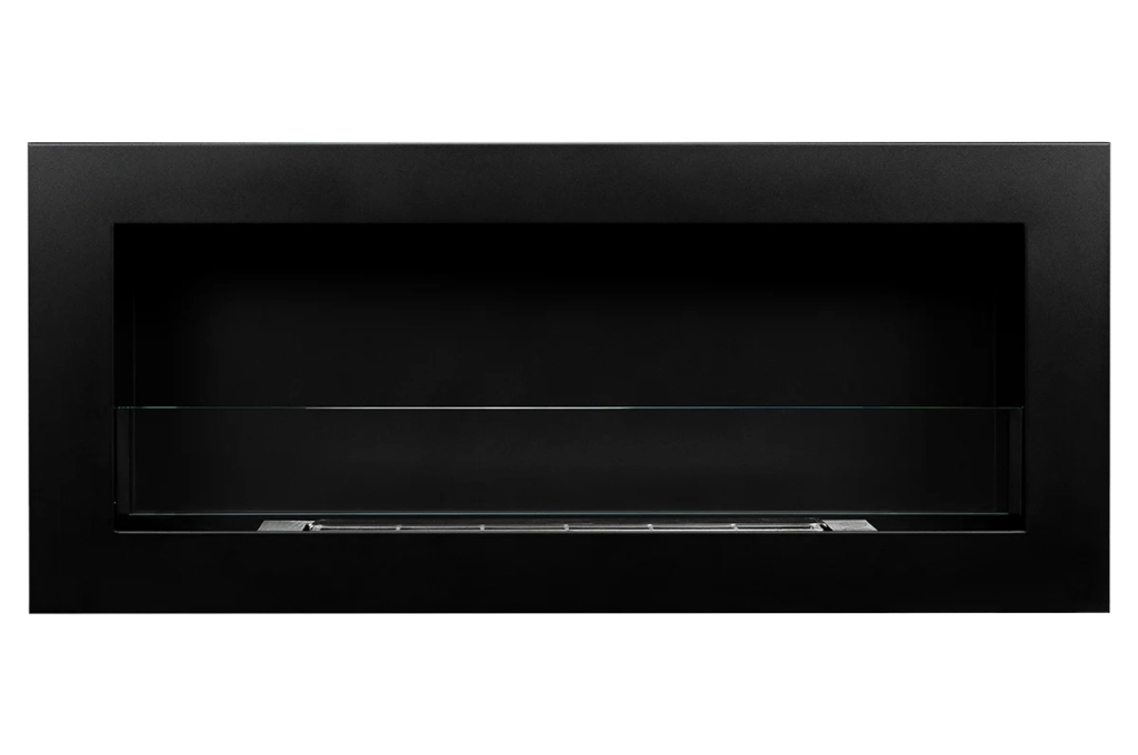 Camino a bioetanolo da parete o incasso Livorno Nero L 90 x P 12 x H 40 con vetro