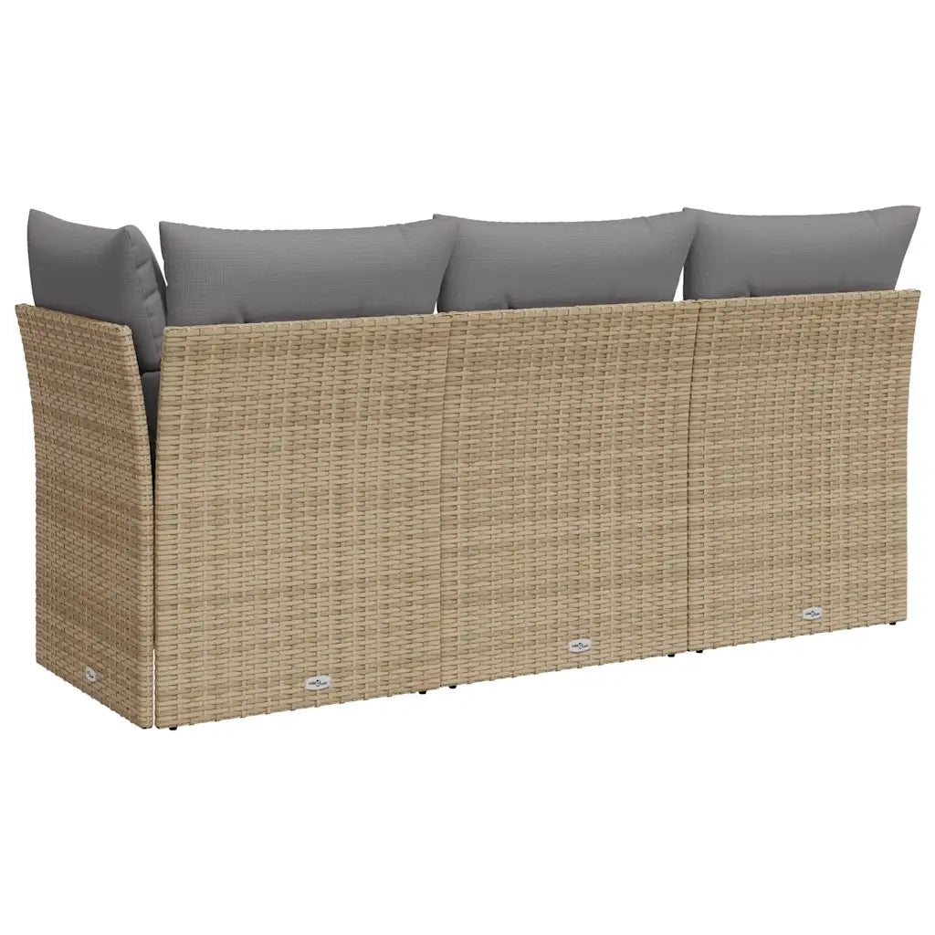 Divano da Giardino con Cuscini a 3 Posti-Sofa da Giardino-Divano da esterno Beige in Polyrattan 291069