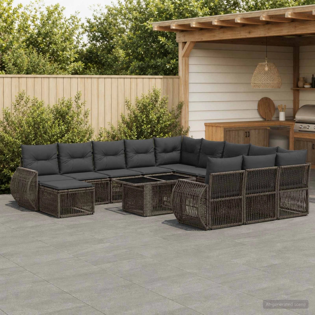 Set Divano da Giardino 13 pz Grigio e Grigio Scuro polyrattan 3437042