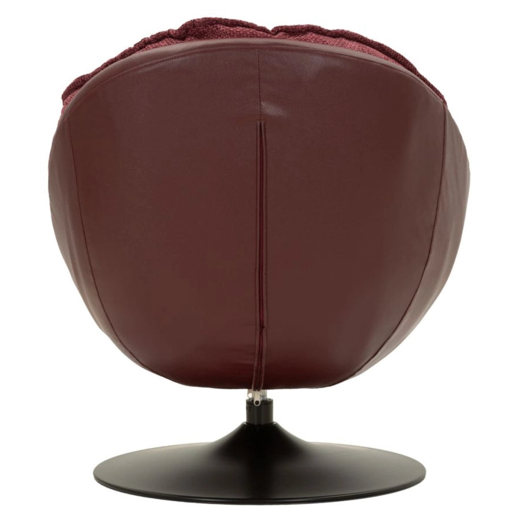 Poltrona girevole bordeaux con base in ferro nero