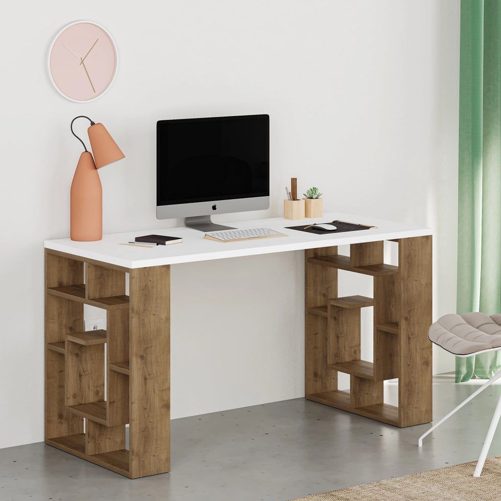 Scrivania in legno "Maze" 140 x 60 x 75 cm - Bianco