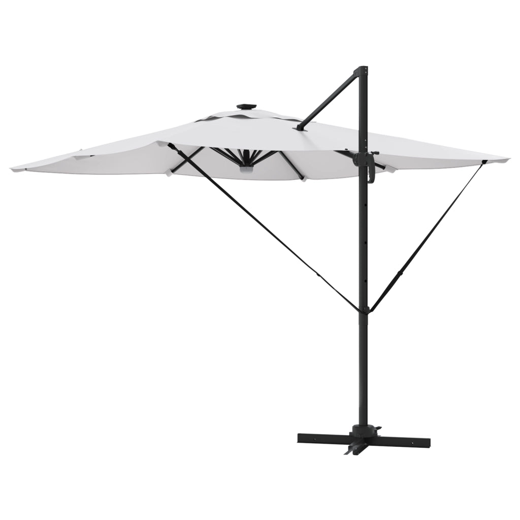 Ombrellone a sbalzo Roma con LED Sabbia 286x285x270 cm Alluminio