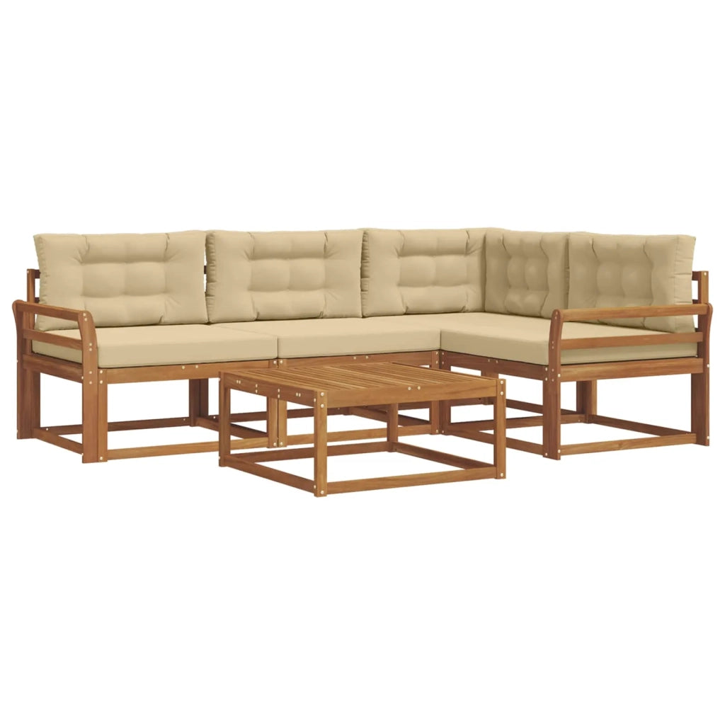 Set di divani da esterno con cuscino 5 pcs Naturale e Beige