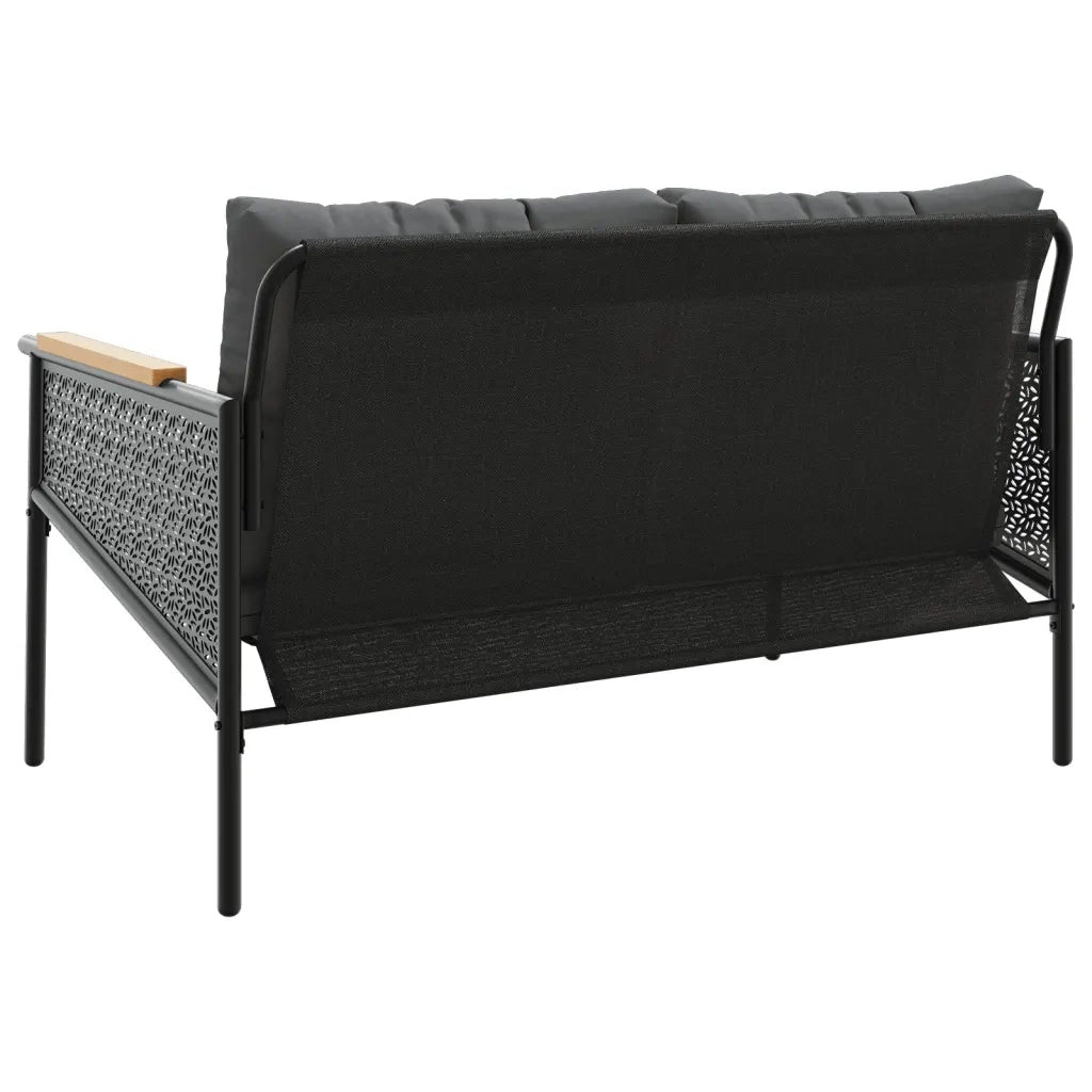 Panchina da Giardino | Panca da Giardino con Cuscini 116 cm Nera in Acciaio